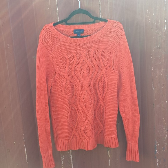 $5/25 Lands End Orange Cable Knit Sweater - Picture 1 of 8